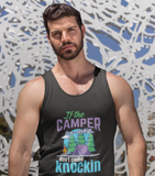 camper rockin, don't knock;Soft 100% cotton tank top. Removable tag for comfort