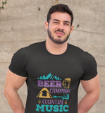 Beer Camping Country Music; 100% cotton Tee Removable tag for comfort