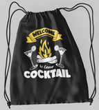 Camp Cocktail; 100% Cotton sheeting Dyed-to match draw cord closure