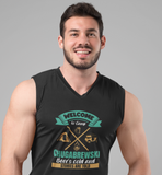 Camp Chugabrewski, ; 100% cotton Seamless double-needle ⅞” neck Double -needle armholes and hem