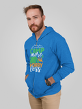 Camp more worry less; Full-zip hoodie sweatshirt