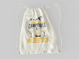 Campfires & Cocktails; 100% Cotton sheeting Dyed-to match draw cord closure
