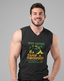 What happeneds get laughted at ; 100% cotton
Seamless double-needle ⅞” neck
Double -needle armholes and hem