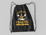 Get Toasted; 100% Cotton sheeting Dyed-to match draw cord closure