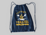 Get Toasted; 100% Cotton sheeting Dyed-to match draw cord closure