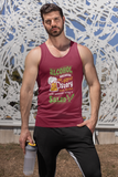 Alcohol. No story ever started;  100% cotton tank top. Removable tag for comfort