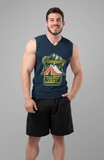 Camping spending small fortune; 100% cotton Seamless double-needle ⅞” neck Double -needle armholes and hem