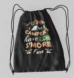 Campers have S'More fun; 100% Cotton sheeting Dyed-to match draw cord closure