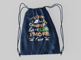 Campers have S'More fun; 100% Cotton sheeting Dyed-to match draw cord closure