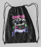 Camping favorite therapy; 100% Cotton sheeting Dyed-to match draw cord closure