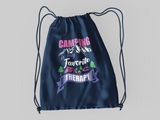 Camping favorite therapy; 100% Cotton sheeting Dyed-to match draw cord closure