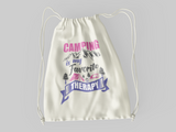 Camping favorite therapy; 100% Cotton sheeting Dyed-to match draw cord closure