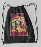 Camping and Beer; 100% Cotton sheeting Dyed-to match draw cord closure