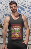 Camping and Beer; 100% cotton tank top. Removable tag for comfort