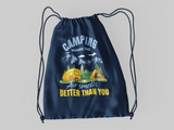 Camping air smells better; 100% Cotton sheeting Dyed-to match drawcord closure