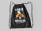 Bonfire is a nightclub; 100% Cotton sheeting Dyed-to match draw cord closure