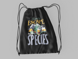 Camp to escape own species; 100% Cotton sheeting Dyed-to match draw cord closure