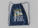 Camp to escape own species; 100% Cotton sheeting Dyed-to match draw cord closure