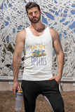 Camp to escape own species; Soft 100% cotton tank top. Removable tag for comfort