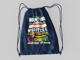 Mountain, breakfast food, campfires 100% Cotton sheeting Dyed-to match draw cord closure