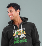 Campers do it in woods; Full-zip hoodie sweatshirt