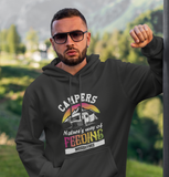 Campers feed mosquitoes; Pull-over hoodie sweatshirt