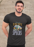 Camp to escape own species; 100% cotton Tee Removable tag for comfort