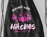 Bitches with Hitches; 100% Cotton sheeting Dyed-to match draw cord closure