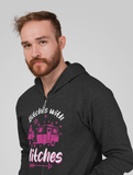 Bitches with Hitches; Full-zip hoodie sweatshirt