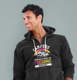 Campers feed mosquitoes; Full-zip hoodie sweatshirt