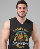 Campfire Drink Team; 100% cotton Seamless double-needle ⅞” neck Double -needle armholes and hem