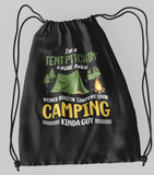 Tent pitchin weiner roastin guy; 100% Cotton sheeting Dyed-to match draw cord closure