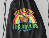 Beer & Sunshine; 100% Cotton sheeting Dyed-to match draw cord closure