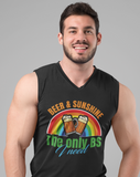 Beer & Sunshine; 100% cotton Seamless double-needle ⅞” neck Double -needle armholes and hem