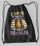 Campfire rednect night club; 100% Cotton sheeting Dyed-to match draw cord closure